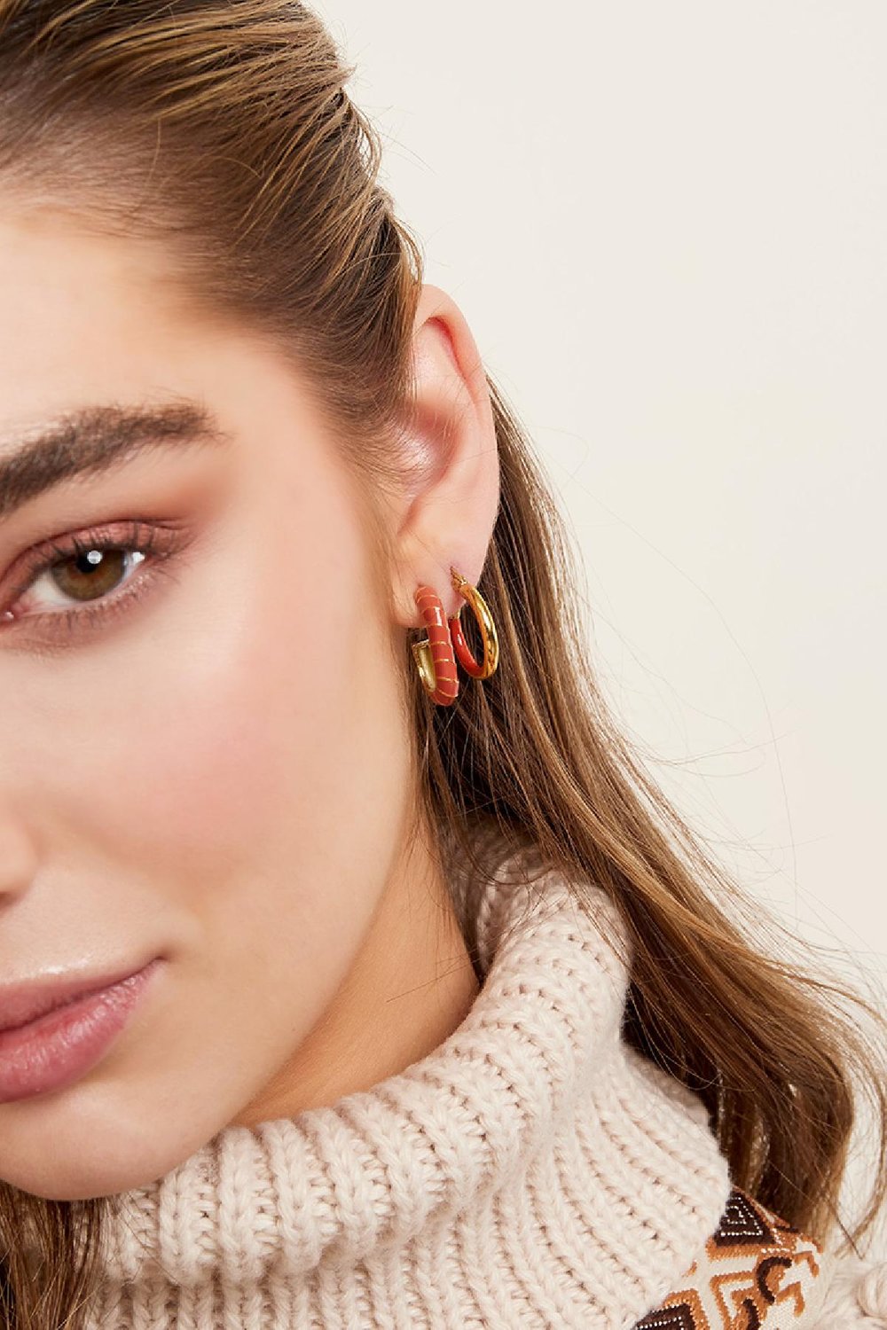 Roestvrij stalen oorbellen Beige Stainless Steel h5Afbeelding2